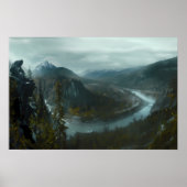 Sasquatch mit Blick auf das landschaftliche Bergta Poster (Vorne)