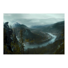 Sasquatch mit Blick auf das landschaftliche Bergta