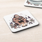Sasquatch mit Blumen Getränkeuntersetzer (Linke Seite)