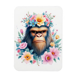 Sasquatch mit Blumenkrone Magnet
