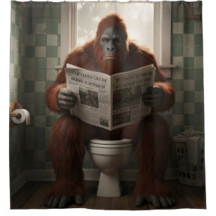 Sasquatch mit dem Duschvorhang aus dem Papierbad
