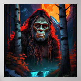 Sasquatch Moonlit Hunt Poster