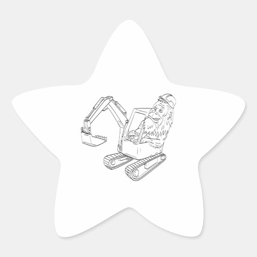 Sasquatch oder Bigfoot Fahren eines mechanischen D Stern-Aufkleber (Vorderseite)