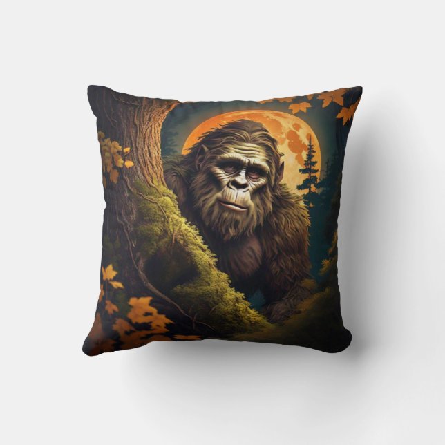 Sasquatch Peeking Throw Kissen (Rückseite)