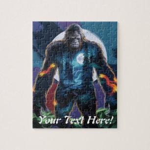 Sasquatch personalialize Name Text Bigfoot Puzzle