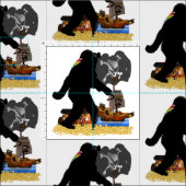 Sasquatch Pirate Schatztruhe Stoff (Kachel)