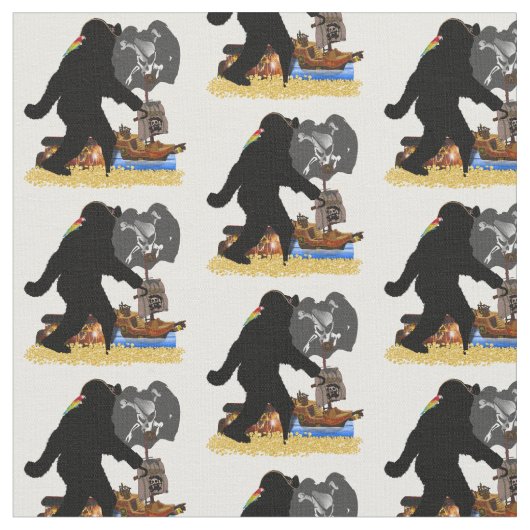 Sasquatch Pirate Schatztruhe Stoff (Nahaufnahme)