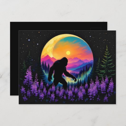 Sasquatch Rainbow Mountain Moon Wall Clock Postkarte (Vorne/Hinten)