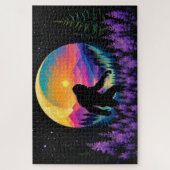 Sasquatch Rainbow Mountain Moon Wall Clock Puzzle (Vertikal)
