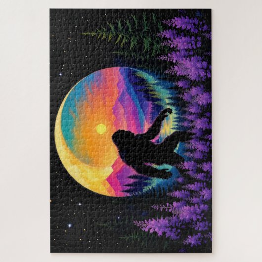 Sasquatch Rainbow Mountain Moon Wall Clock Puzzle (Vertikal)