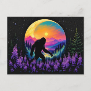 Sasquatch Regenbogen-Berg Mond Wanduhr Postkarte