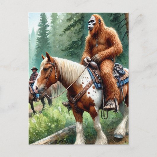 Sasquatch Reiten Postkarte (Vorderseite)