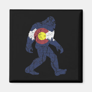 Sasquatch Retro Staatsflagge Colorado Rocky Mounta Magnet