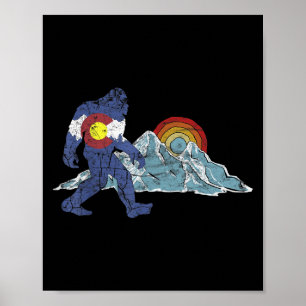 Sasquatch Retro Staatsflagge Colorado Rocky Mounta Poster