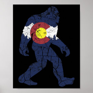 Sasquatch Retro Staatsflagge Colorado Rocky Mounta Poster