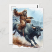 Sasquatch Rides Bull Postkarte (Vorne/Hinten)