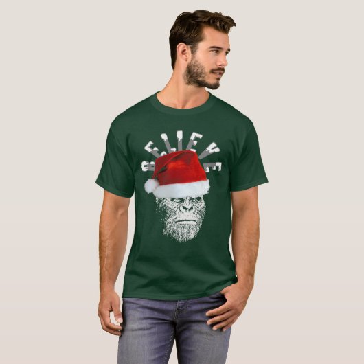 Sasquatch Sankt glauben WeihnachtsT - Shirt (Vorne ganz)