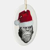 Sasquatch Sankt lustige Weihnachtsbaum-Verzierung Keramikornament (Rechts)