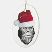 Sasquatch Sankt lustige Weihnachtsbaum-Verzierung Keramikornament (Links)
