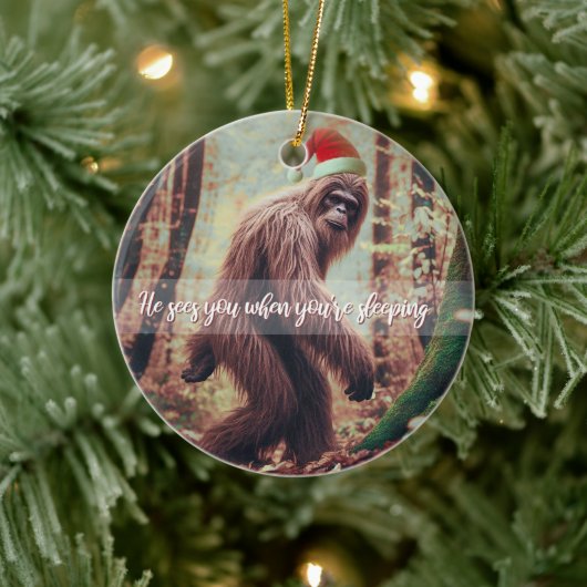 Sasquatch Santa Christmas Keramik Ornament (Baum)