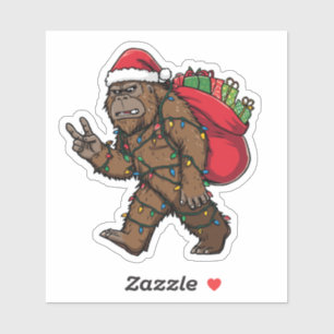 Sasquatch Santa: Lustiger Bigfoot Weihnachtsfeiert Aufkleber