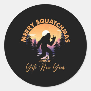 Sasquatch Santa Yeti Merry Squatchmas Bigfoot Chri Runder Aufkleber