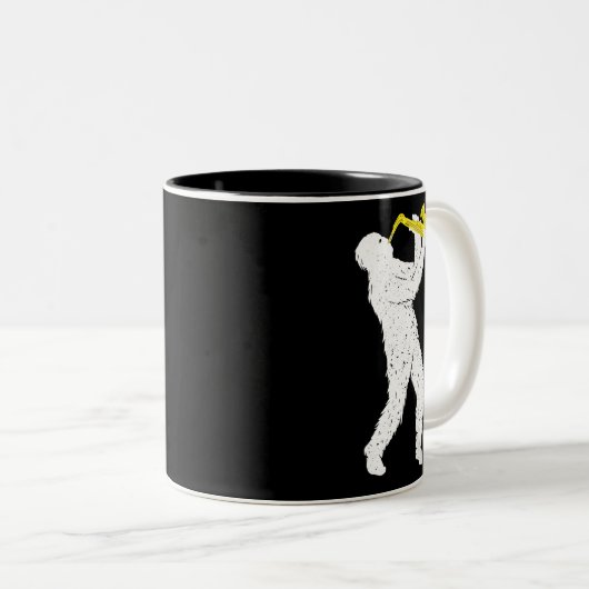 Sasquatch Saxophone Player Saxophonist Jazzbrass Zweifarbige Tasse (VorderseiteRechts)