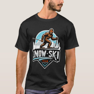 Sasquatch Schnee Skiteam Schifahren Bigfoot Cartoo T-Shirt