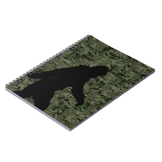 Sasquatch schwarze Silhouette-Digital-Tarnung Notizblock (Linke Seite)