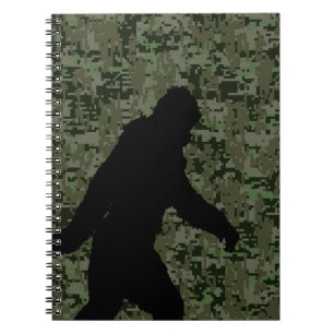 Sasquatch schwarze Silhouette-Digital-Tarnung Notizblock