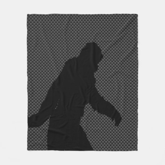 Sasquatch-Silhouette auf Carbon Fibre Print Fleecedecke (Vorderseite)