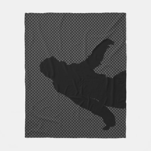 Sasquatch-Silhouette auf Carbon Fibre Print Fleecedecke (Vorderseite)