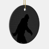 Sasquatch-Silhouette auf Carbon Fibre Print Keramikornament (Rechts)