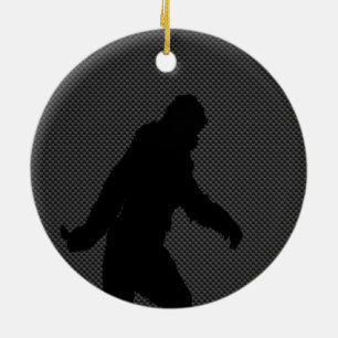 Sasquatch-Silhouette auf Carbon Fibre Print Keramikornament