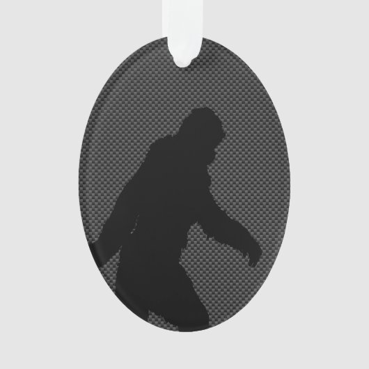 Sasquatch-Silhouette auf Carbon Fibre Print Ornament (Vorderseite)