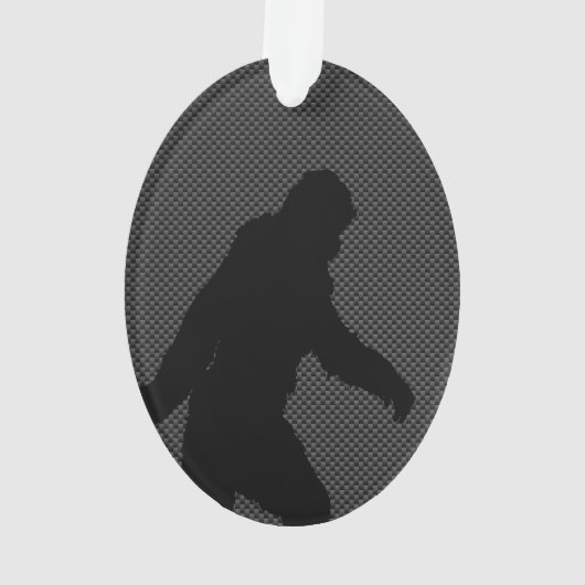 Sasquatch-Silhouette auf Carbon Fibre Print Ornament (Rückseite)