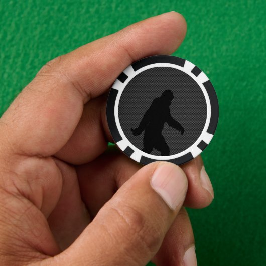 Sasquatch-Silhouette auf Carbon Fibre Print Pokerchips (Hand)