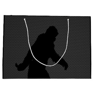 Sasquatch Silhouette auf Kohlenstoff-Faser-Druck Große Geschenktüte
