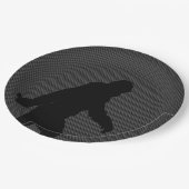 Sasquatch Silhouette auf Kohlenstoff-Faser-Druck Pappteller (Schrägansicht)