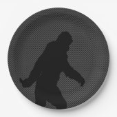 Sasquatch Silhouette auf Kohlenstoff-Faser-Druck Pappteller (Vorderseite)
