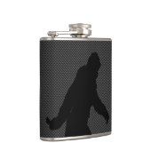 Sasquatch Silhouette auf Kohlenstoff-Faserdekor Flachmann (Rechts)