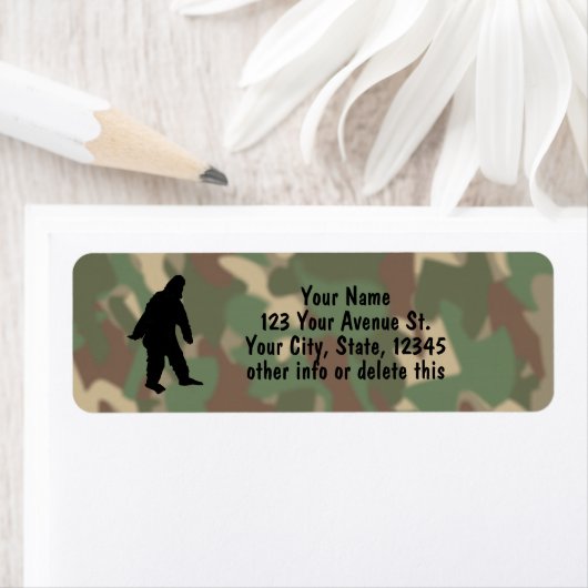 Sasquatch Silhouette Camouflage Address Labels Sm (Insitu)