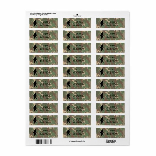 Sasquatch Silhouette Camouflage Address Labels Sm (Vorne)
