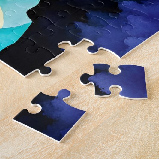 Sasquatch Silhouette Wandern auf dem Monte-Moon Puzzle (Seite)