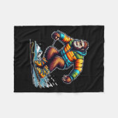 Sasquatch-Ski-Abenteuer Bigfoot Winter Spaß Fleecedecke (Vorderseite (Horizontal))