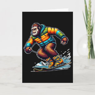 Sasquatch Ski-Abenteuer Bigfoot Winter Spaß Karte