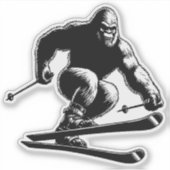 Sasquatch Skiing Aufkleber (Vorderseite)