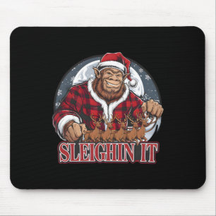 Sasquatch Sleighin Es Funny Christmas Mousepad