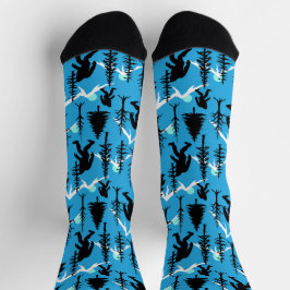 Sasquatch Squatchin in the Woods Bigfoot Blue Socken