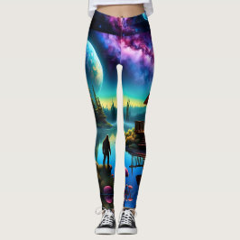 Sasquatch starrt in einer Hütte und nebulaem Himme Leggings